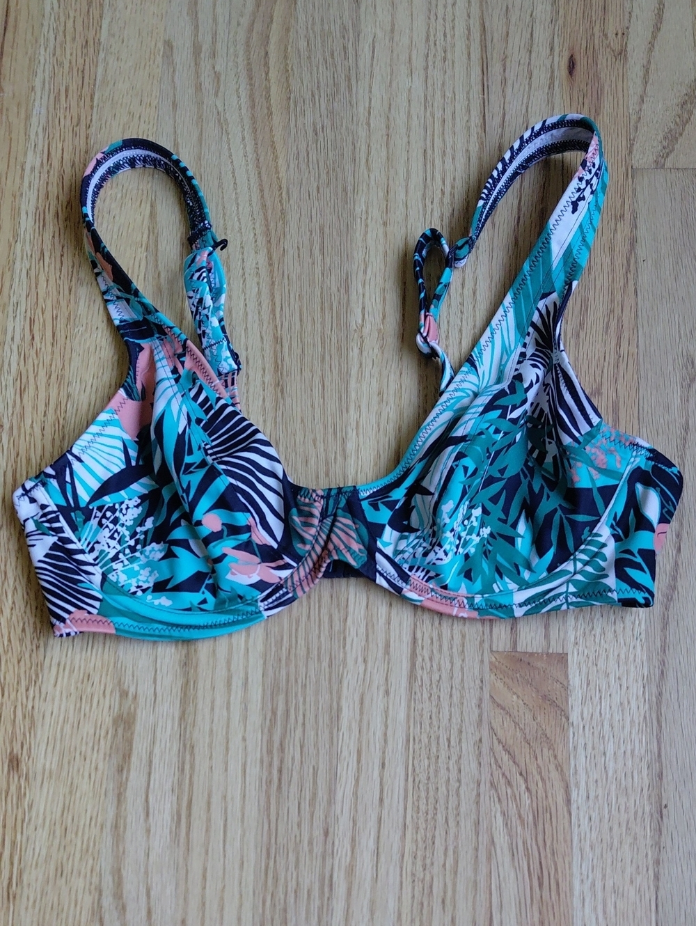 Freya Teal, Peach & Black Tropical Print Underwire Bikini Top